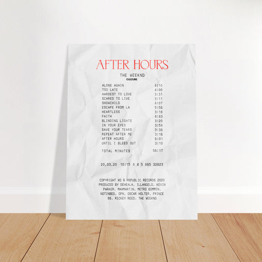 After Hours Reciept